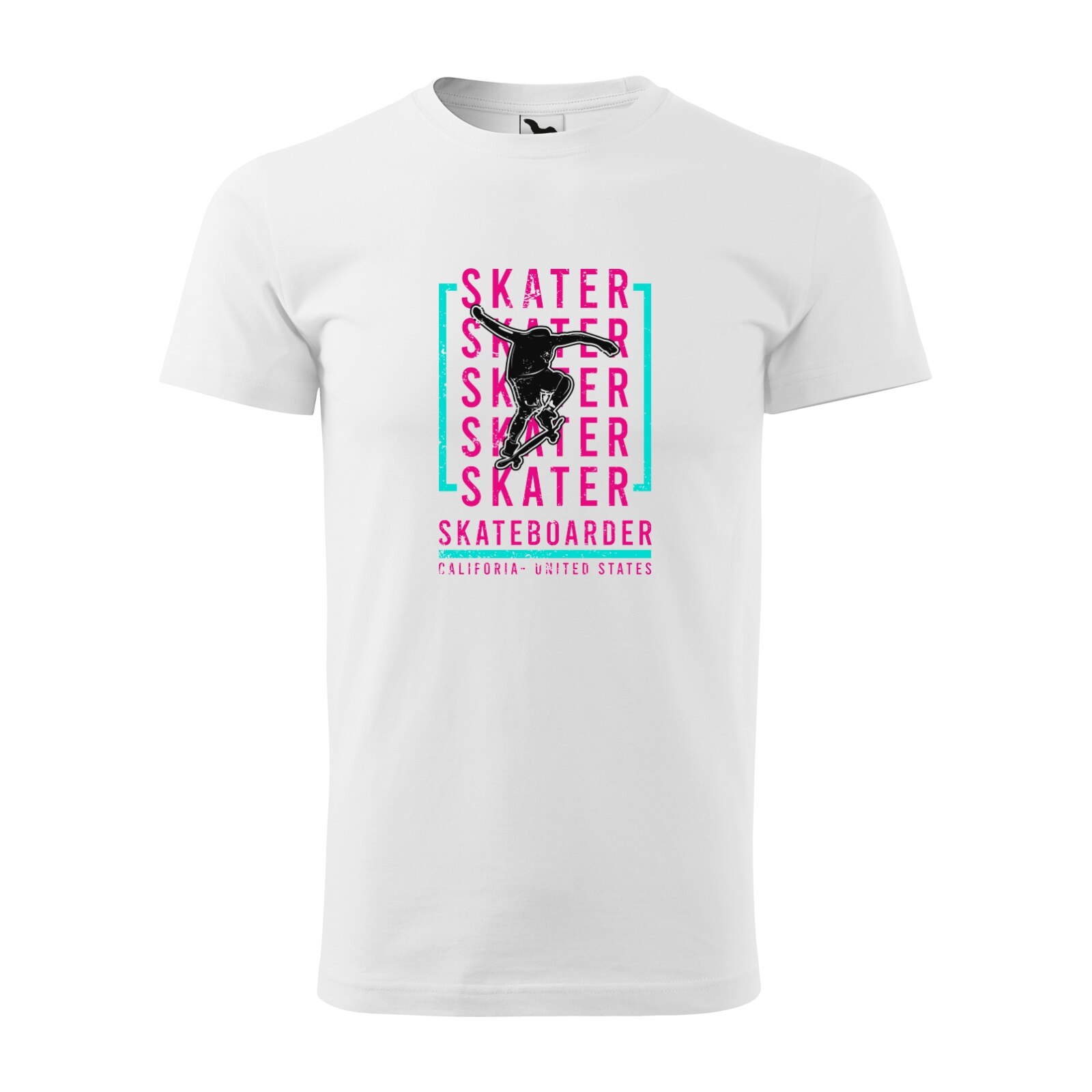 Tricou alb barbati, idee de cadou, pentru pasionatii de skateboard, California Skaters, marime XL