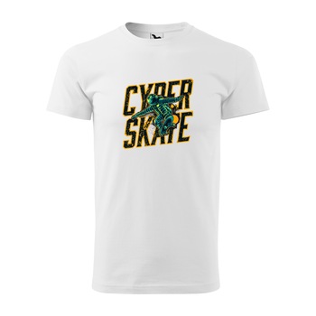 Tricou alb barbati, idee de cadou, pentru pasionatii de skateboard, CyberSkate in the Sky, marime L