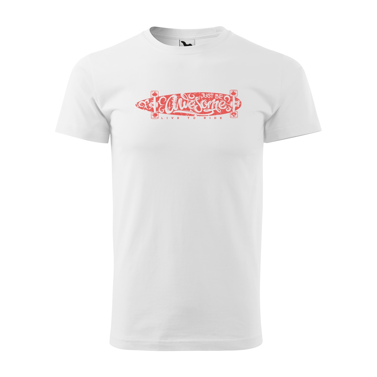 Tricou alb barbati, idee de cadou, pentru pasionatii de skateboard, Just Be Awesome, marime M