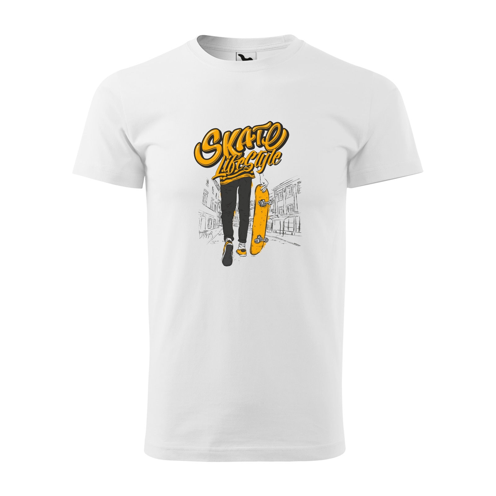 Tricou alb barbati, idee de cadou, pentru pasionatii de skateboard, Skateboard is a Lifestyle, marime L