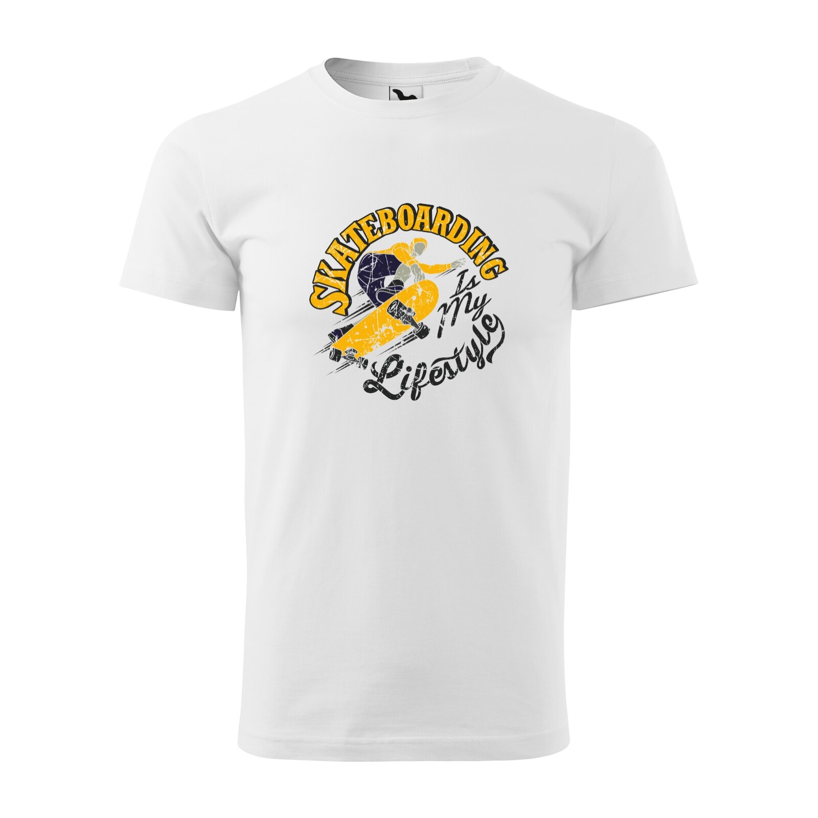 Tricou alb barbati, idee de cadou, pentru pasionatii de skateboard, Skateboarding is My Lifestyle, marime 2XL