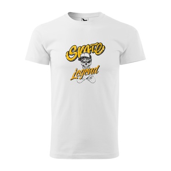 Tricou alb barbati, idee de cadou, pentru pasionatii de skateboard, Skate Legend Skull, marime M