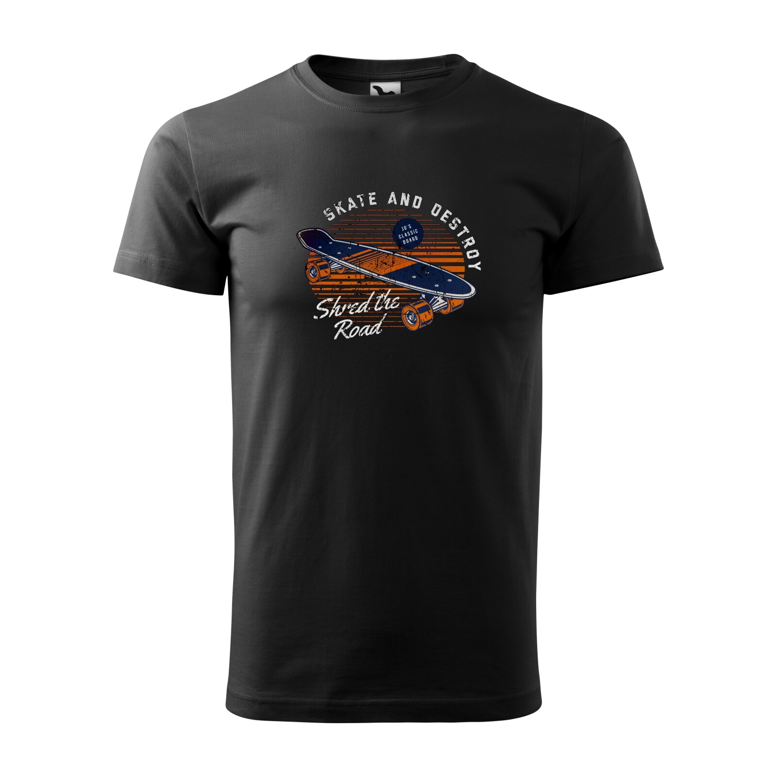 Tricou negru barbati, idee de cadou, pentru pasionatii de skateboard, Skate and Destroy, marime S