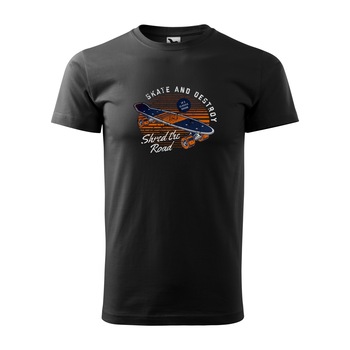 Tricou negru barbati, idee de cadou, pentru pasionatii de skateboard, Skate and Destroy, marime S