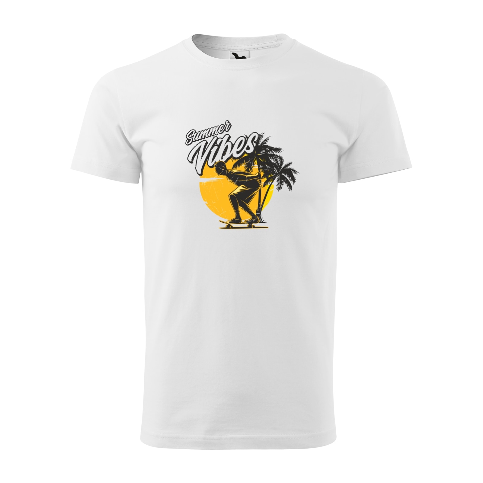 Tricou alb barbati, idee de cadou, pentru pasionatii de skateboard, Summer Vibes, marime S