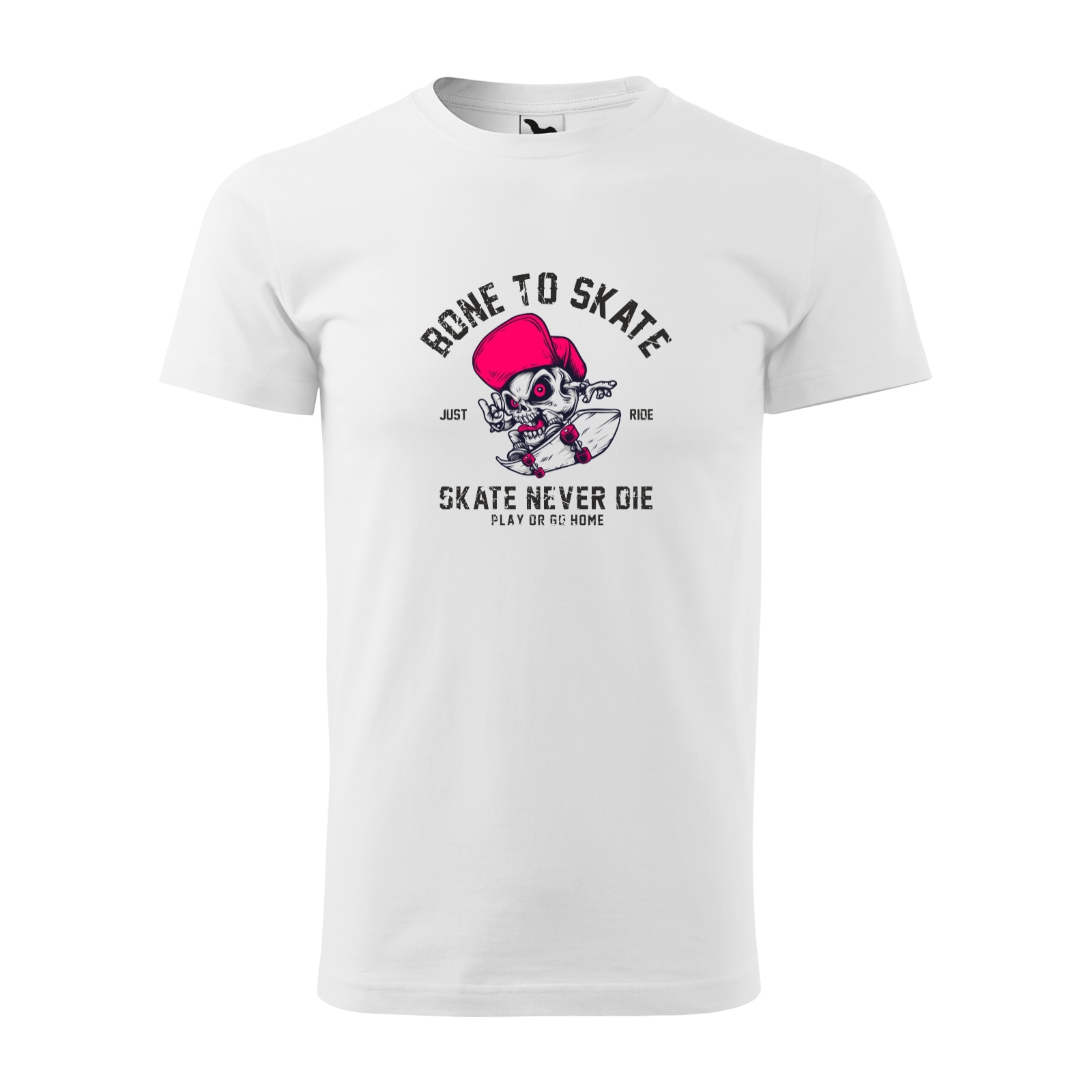 Tricou alb barbati, idee de cadou, pentru pasionatii de skateboard, Skate Never Dies, marime S