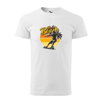 Tricou alb barbati, idee de cadou, pentru pasionatii de skateboard, Sunset Beach, marime S Tricou alb barbati, idee de cadou, pentru pasionatii de skateboard, Sunset Beach, marime S