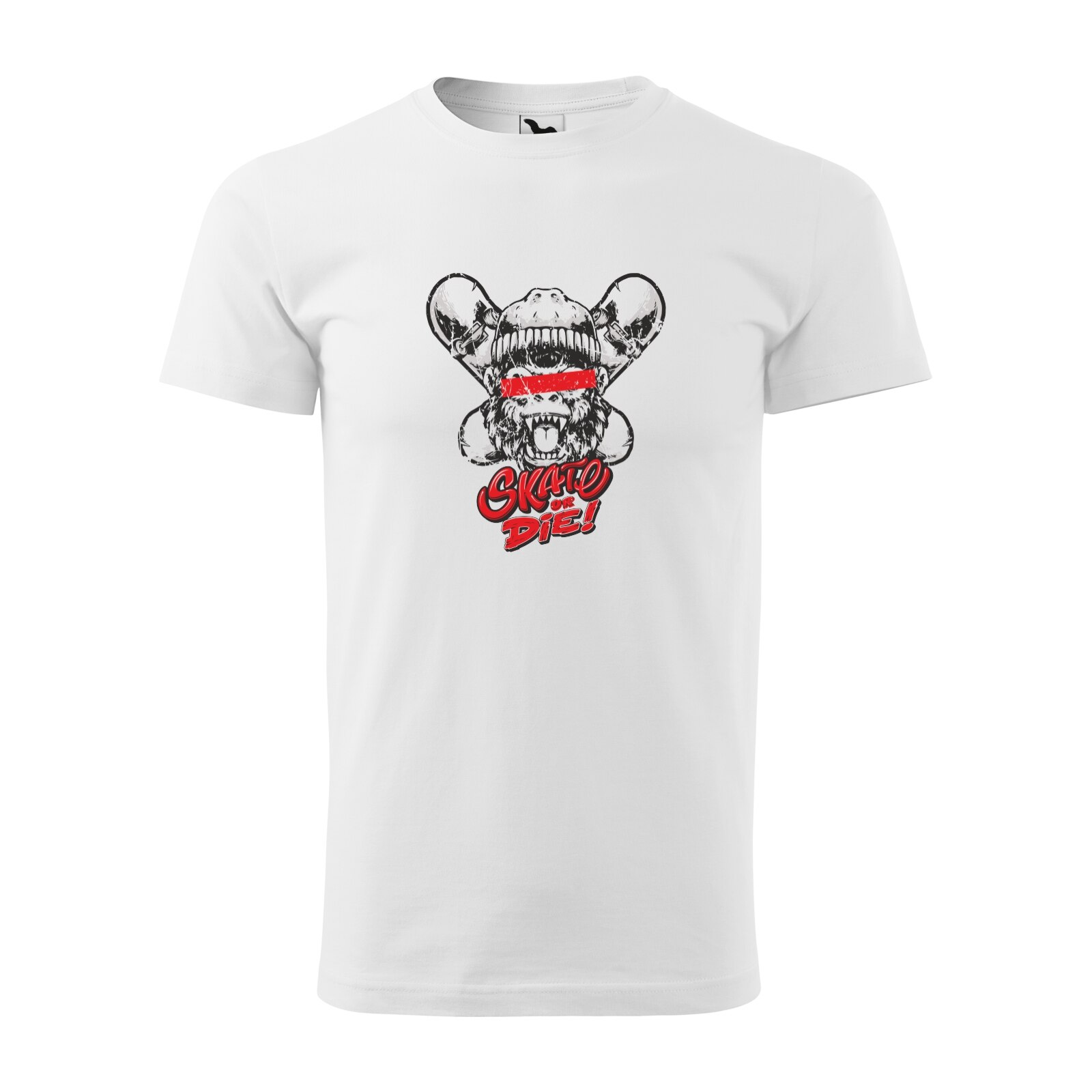 Tricou alb barbati, idee de cadou, pentru pasionatii de skateboard, Skate Monkey, marime S