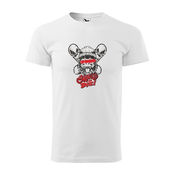 Tricou alb barbati, idee de cadou, pentru pasionatii de skateboard, Skate Monkey, marime XL