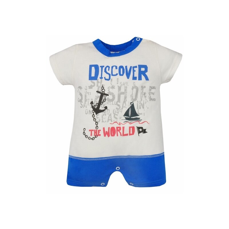 Salopeta de vara pentru baieti Koala Discover 3006AA1, Alb, 80 cm