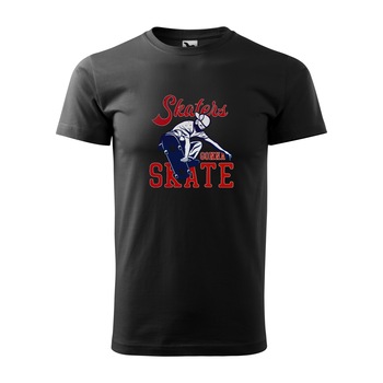 Tricou negru barbati, idee de cadou, pentru pasionatii de skateboard, Skaters Gonna Skate With Mask, marime XS Tricou negru barbati, idee de cadou, pentru pasionatii de skateboard, Skaters Gonna Skate With Mask, marime XS