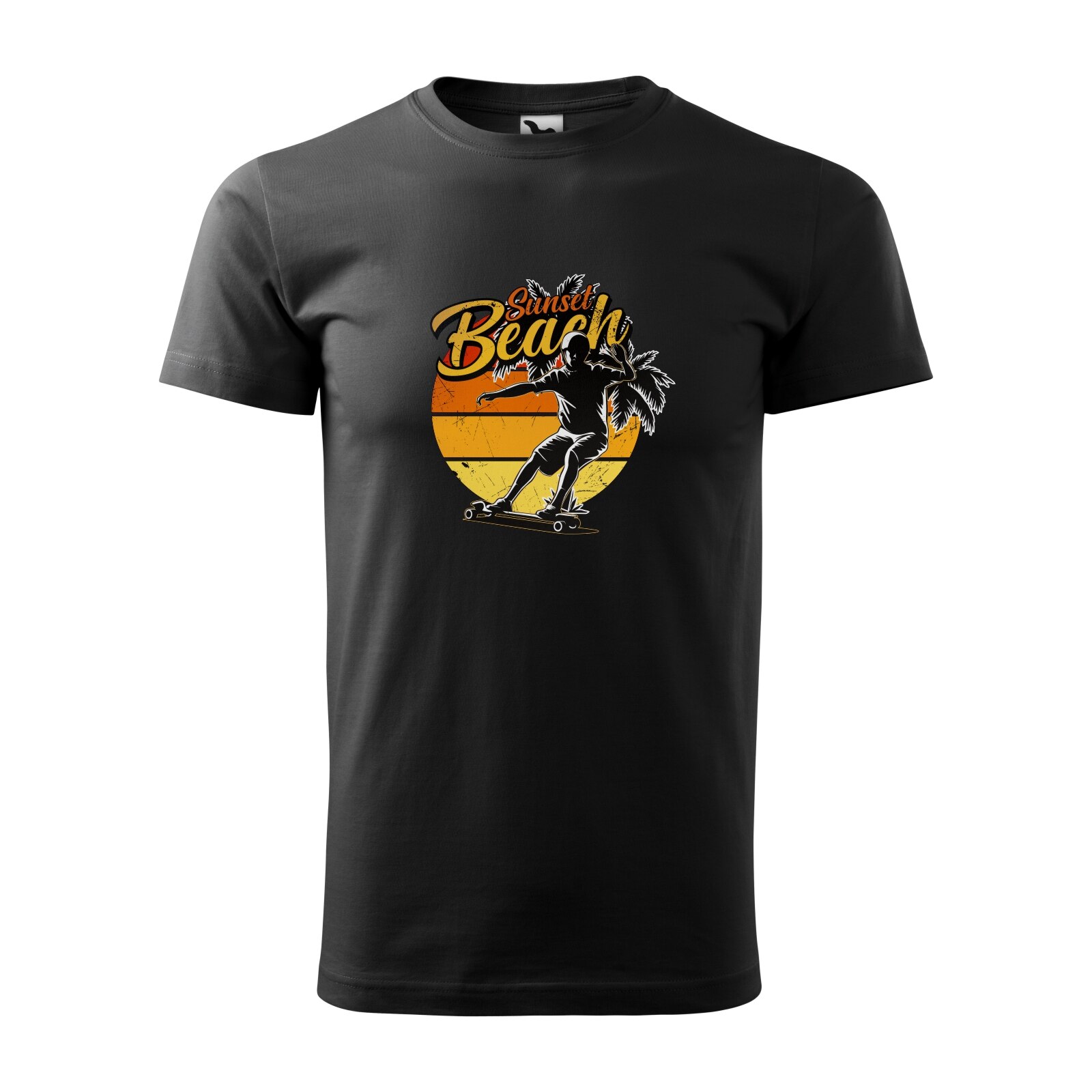 Tricou negru barbati, idee de cadou, pentru pasionatii de skateboard, Sunset Beach, marime S