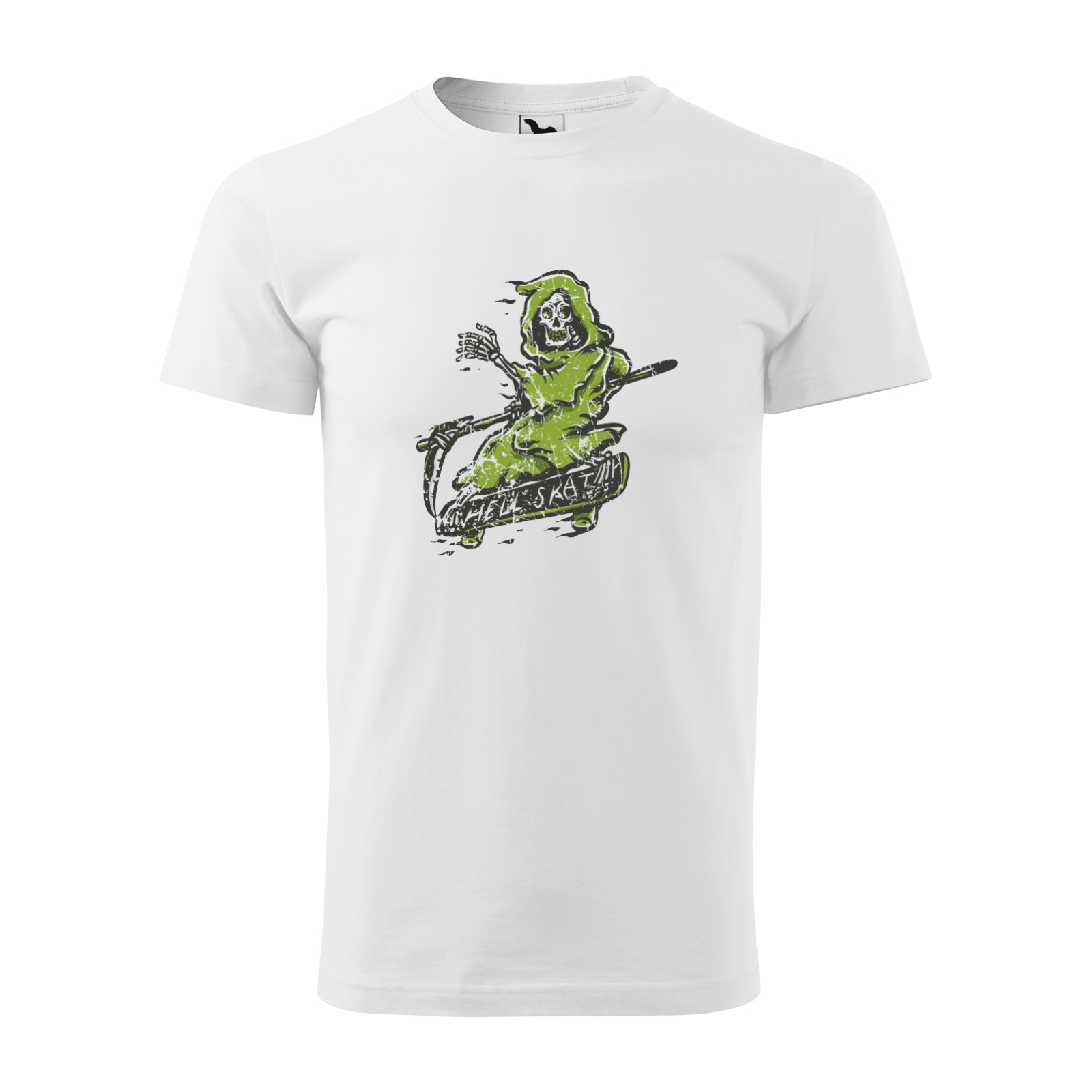 Tricou alb barbati, idee de cadou, pentru pasionatii de skateboard, Death Hell Skate, marime S