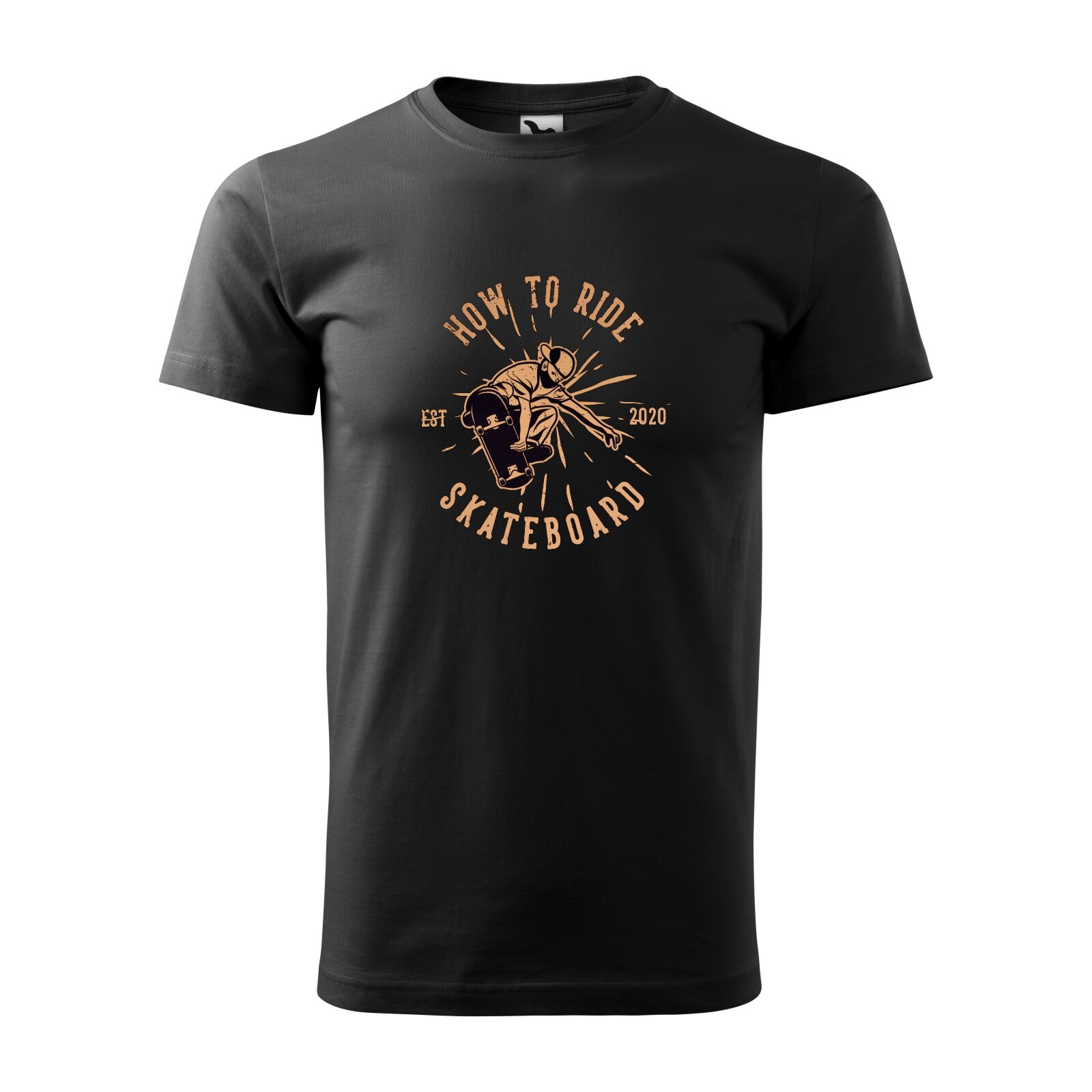 Tricou negru barbati, idee de cadou, pentru pasionatii de skateboard, How to Ride Skateboard, marime S