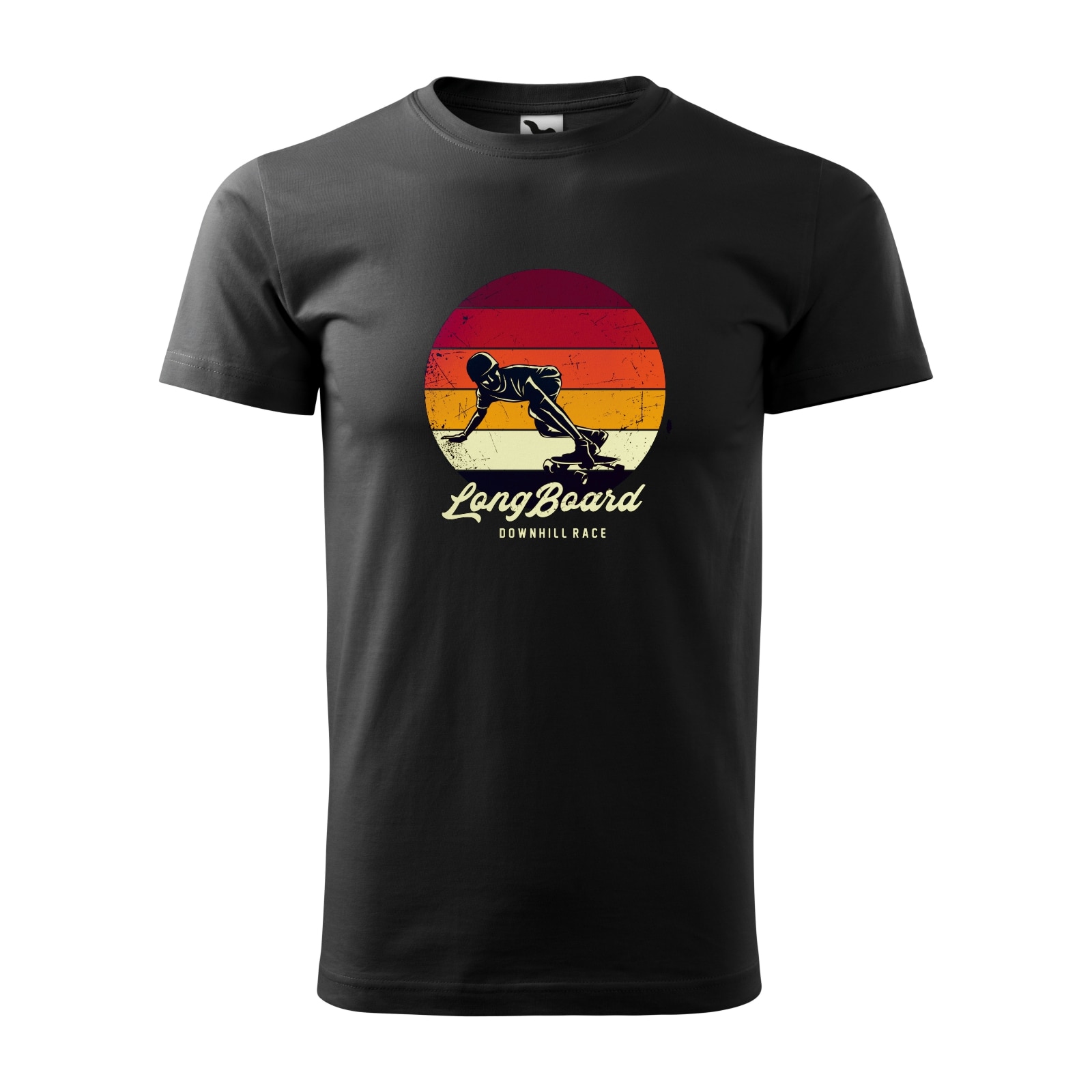Tricou negru barbati, idee de cadou, pentru pasionatii de skateboard, LongBoard Skate Downhill Race, marime XL