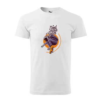 Tricou alb barbati, idee de cadou, pentru pasionatii de skateboard, Need More Space, marime M