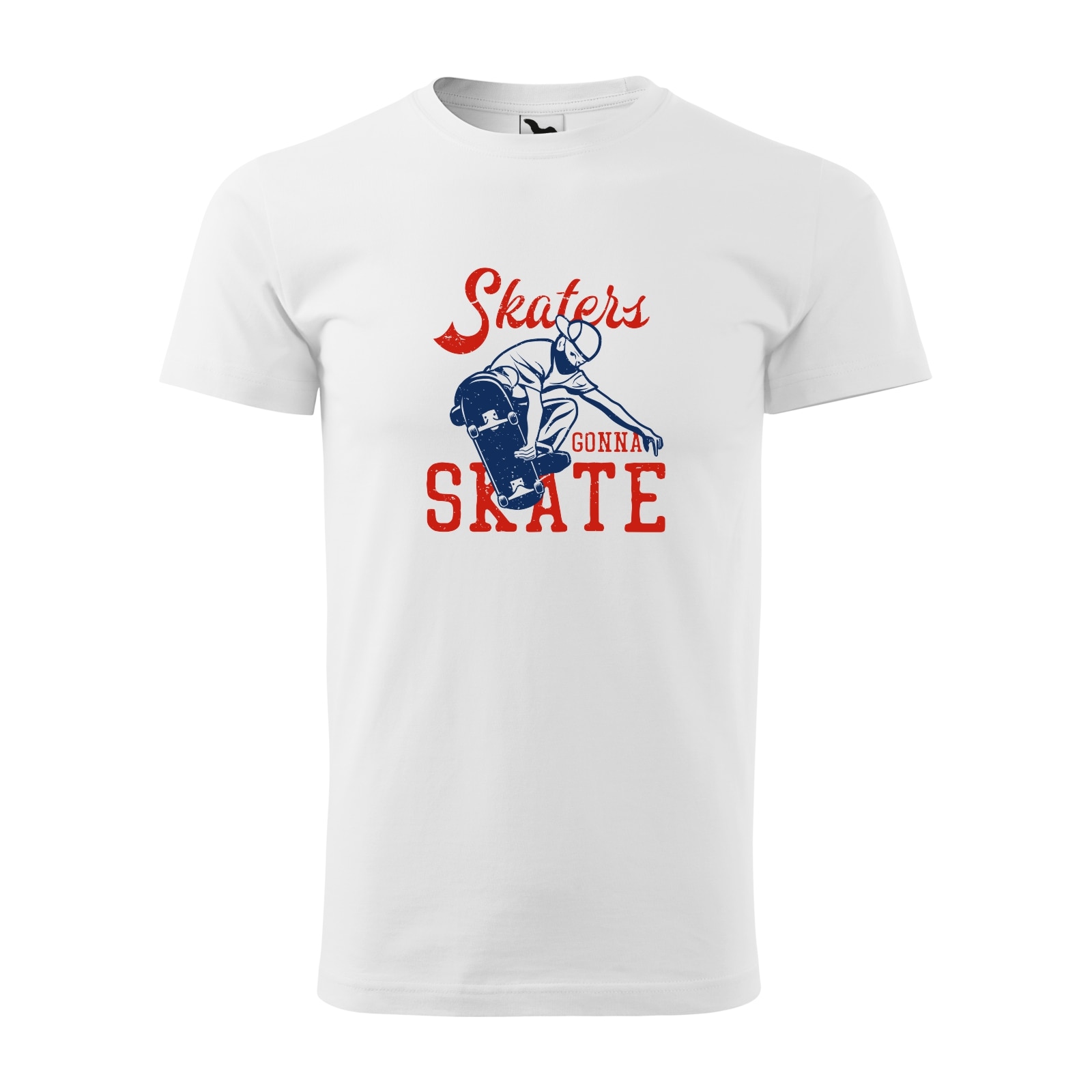 Tricou alb barbati, idee de cadou, pentru pasionatii de skateboard, Skaters Gonna Skate With Mask, marime M