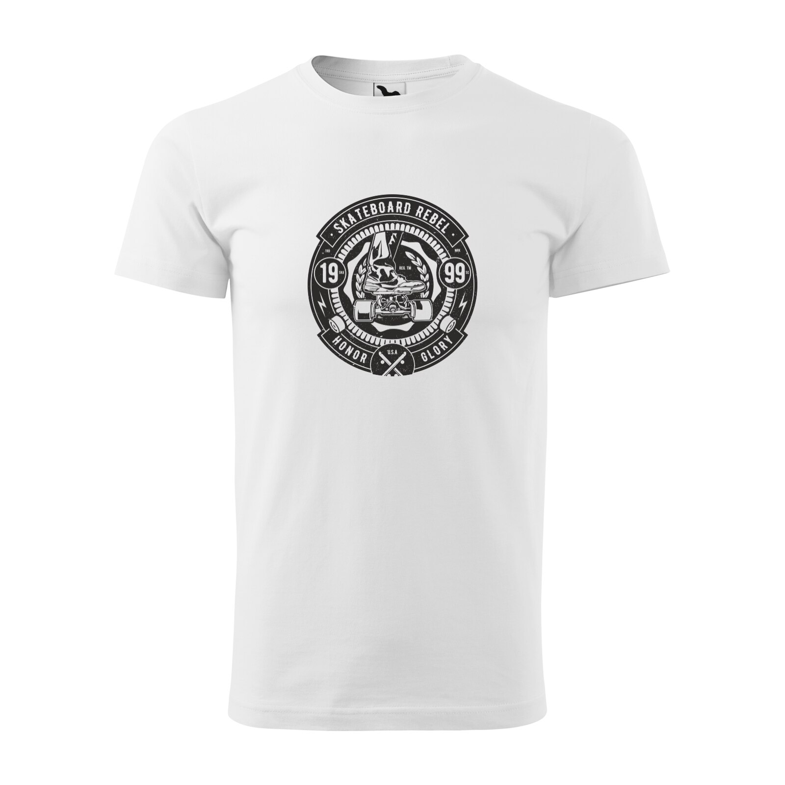 Tricou alb barbati, idee de cadou, pentru pasionatii de skateboard, Skateboard Rebel, marime M