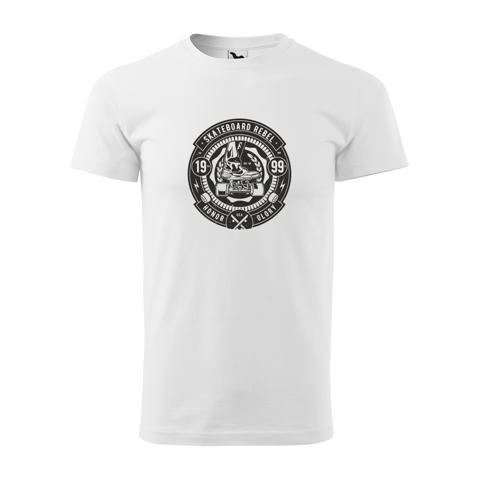 Tricou alb barbati, idee de cadou, pentru pasionatii de skateboard, Skateboard Rebel, marime XL