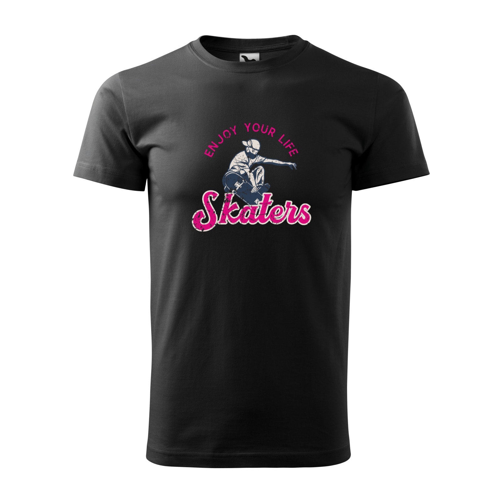 Tricou negru barbati, idee de cadou, pentru pasionatii de skateboard, Enjoy Your Life With Mask, marime 2XL