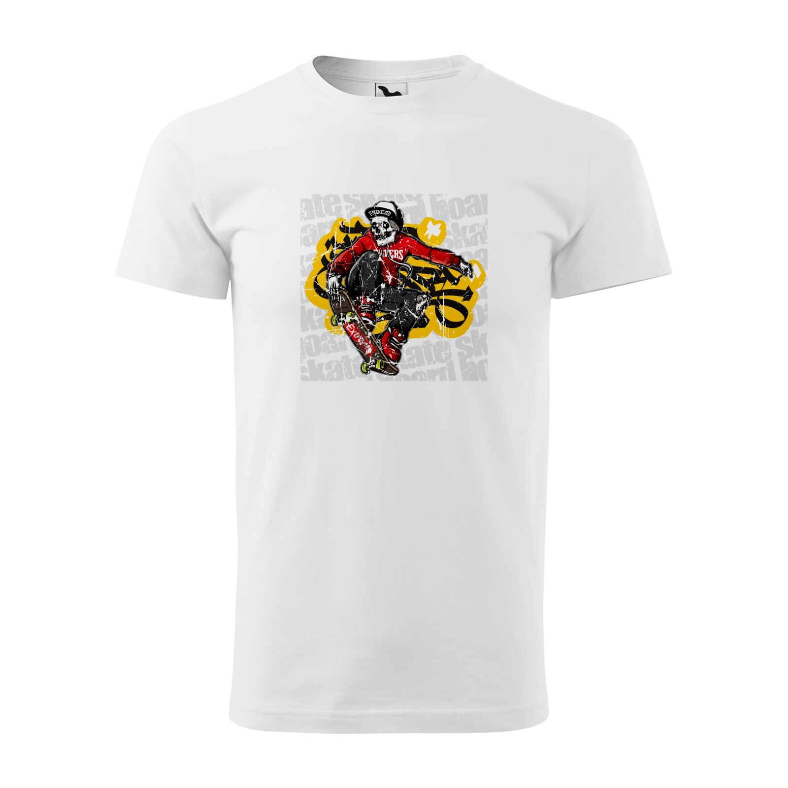 Tricou alb barbati, idee de cadou, pentru pasionatii de skateboard, Undead Skaters, marime L