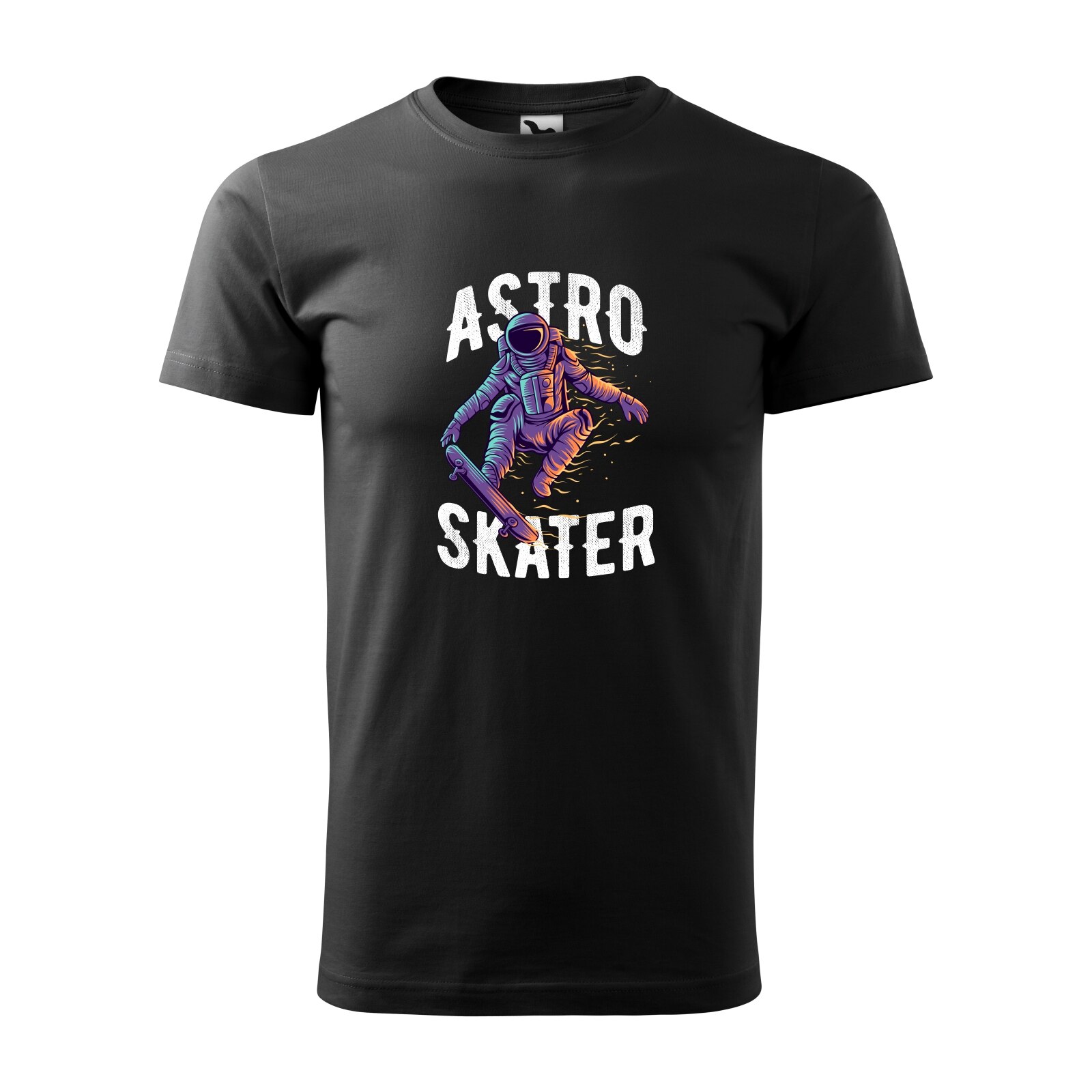 Tricou negru barbati, idee de cadou, pentru pasionatii de skateboard, AstroSkater in Flames, marime L