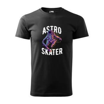 Tricou negru barbati, idee de cadou, pentru pasionatii de skateboard, AstroSkater in Flames, marime L