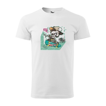 Tricou alb barbati, idee de cadou, pentru pasionatii de skateboard, Skateboard Freak, marime S