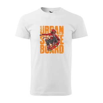 Tricou alb barbati, idee de cadou, pentru pasionatii de skateboard, Evil Urban Skater, marime M