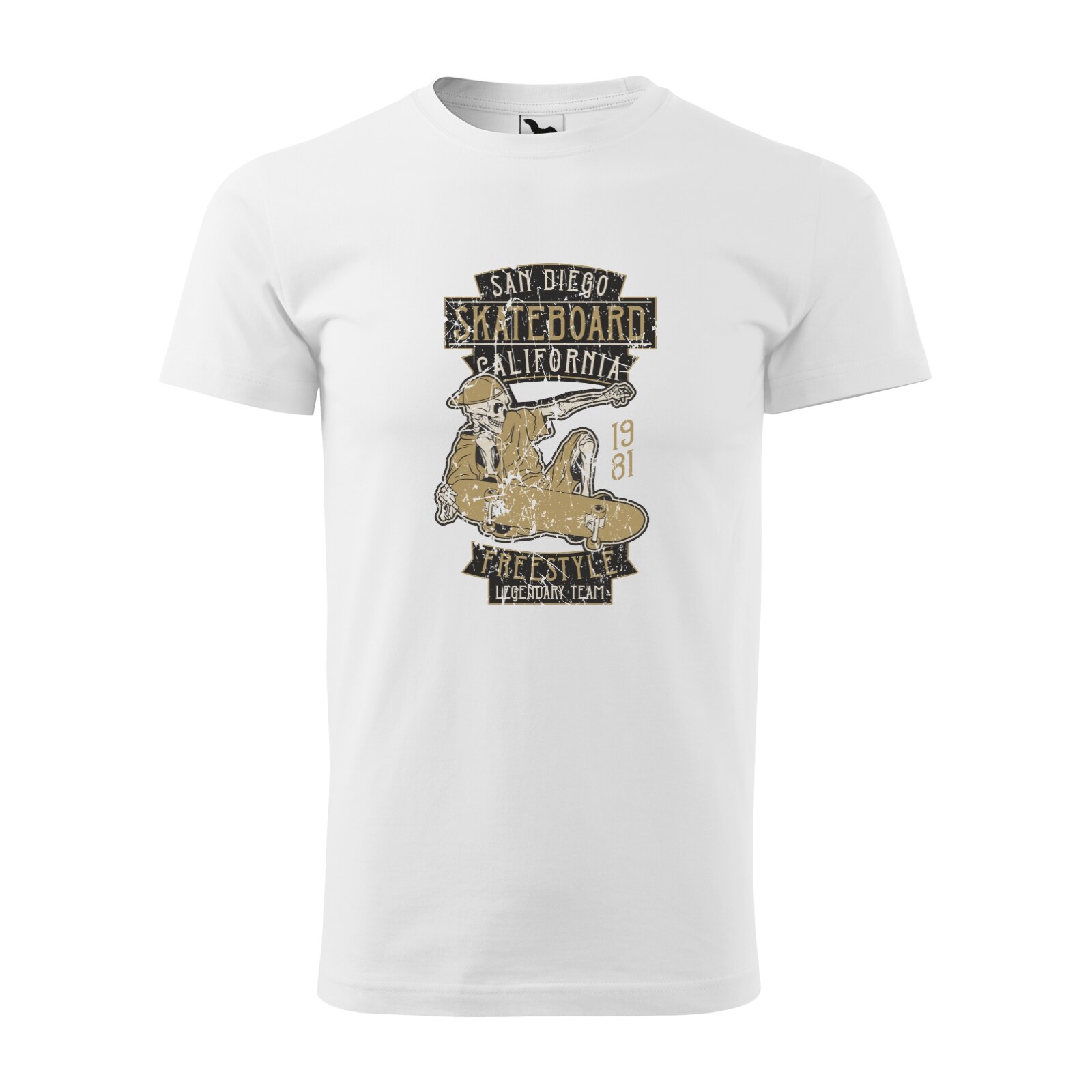 Tricou alb barbati, idee de cadou, pentru pasionatii de skateboard, San Diego Freestyle Team, marime M