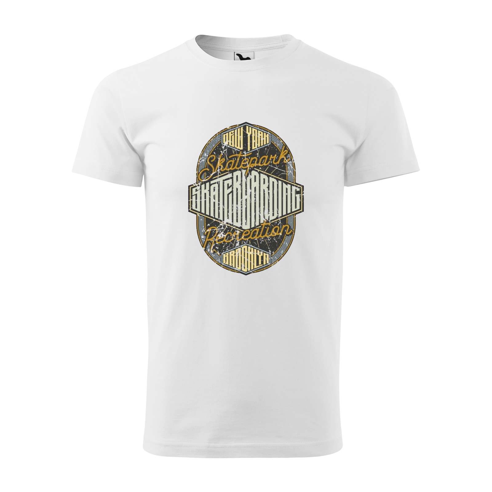 Tricou alb barbati, idee de cadou, pentru pasionatii de skateboard, SkatePark New York, marime L