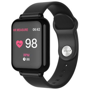 Ceas Smartwatch B57, Display 1.3 inch IPS color, Baterie 180mAh, Monitorizare Ritm Cardiac, Tensiune Arteriala, Pedometru, Masurarea Oxigenului din Sange, Rezistent la Apa IP67, Mod Sport Smartic®, negru Ceas Smartwatch B57, Display 1.3 inch IPS color, Baterie 180mAh, Monitorizare Ritm Cardiac, Tensiune Arteriala, Pedometru, Masurarea Oxigenului din Sange, Rezistent la Apa IP67, Mod Sport Smartic®, negru