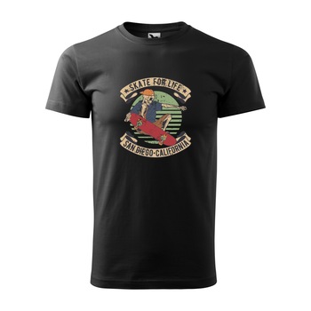 Tricou negru barbati, idee de cadou, pentru pasionatii de skateboard, Skate for Life San Diego, marime XL