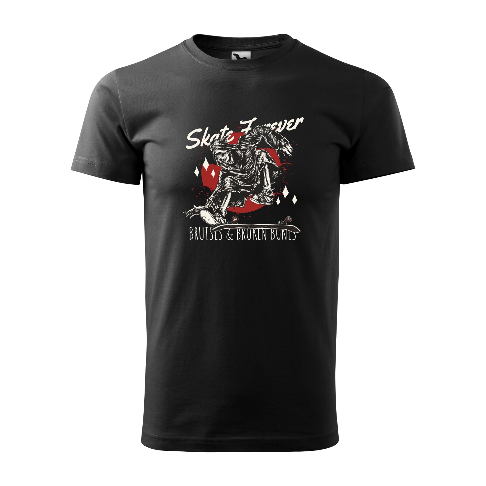 Tricou negru barbati, idee de cadou, pentru pasionatii de skateboard, Skate Forever Death, marime S