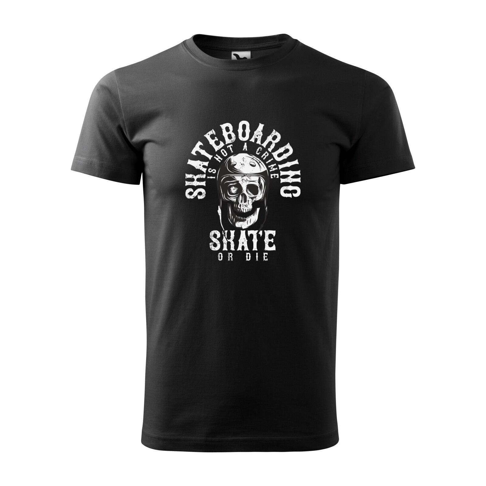 Tricou negru barbati, idee de cadou, pentru pasionatii de skateboard, Not a Crime Skate or Die, marime XS