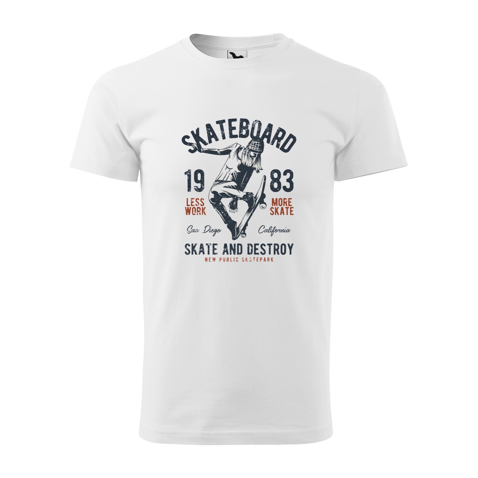 Tricou alb barbati, idee de cadou, pentru pasionatii de skateboard, Skate and Destroy Public Park, marime S