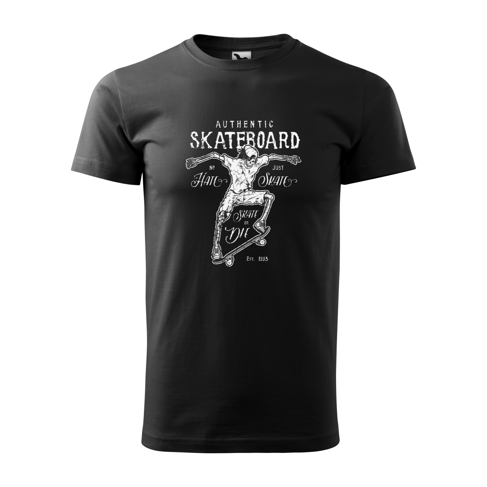 Tricou negru barbati, idee de cadou, pentru pasionatii de skateboard, Hate and Skate, marime M