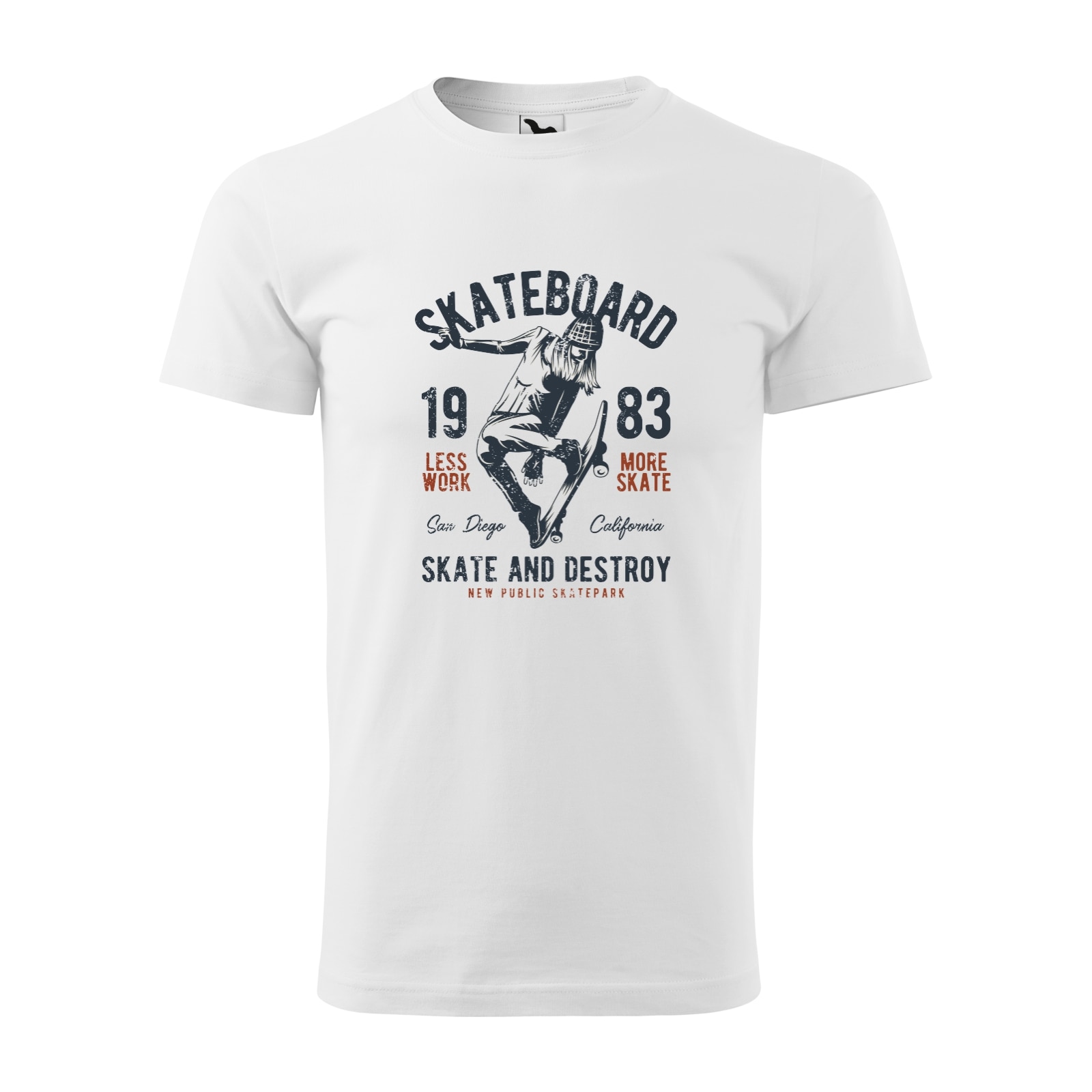 Tricou alb barbati, idee de cadou, pentru pasionatii de skateboard, Skate and Destroy Public Park, marime XL
