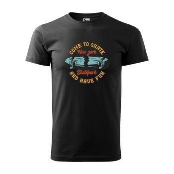 Tricou negru barbati, idee de cadou, pentru pasionatii de skateboard, Come to Skate and Have Fun, marime XL