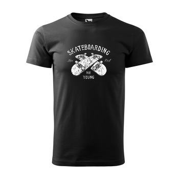 Tricou negru barbati, idee de cadou, pentru pasionatii de skateboard, Live Fast Die Young, marime S