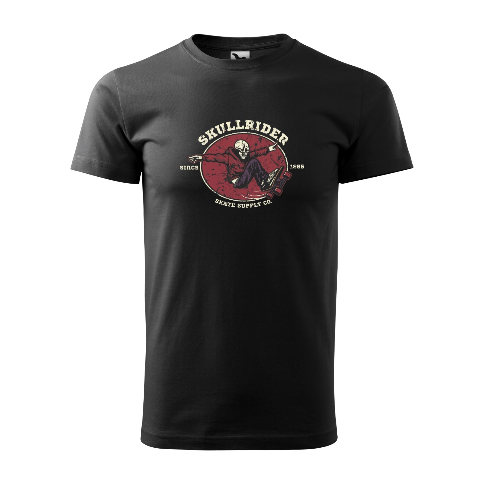 Tricou negru barbati, idee de cadou, pentru pasionatii de skateboard, Skull Rider, marime M