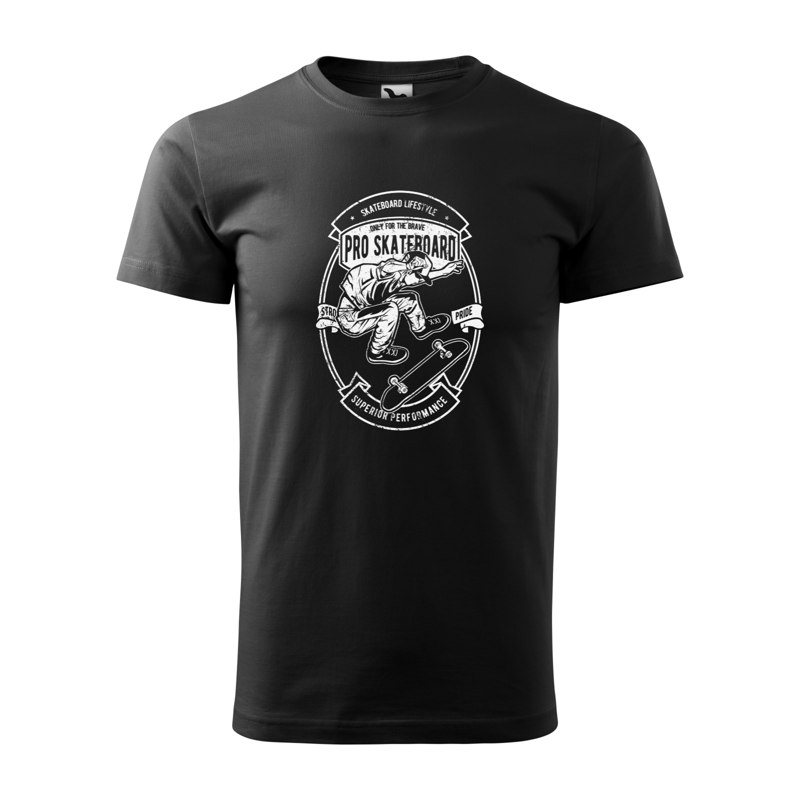 Tricou negru barbati, idee de cadou, pentru pasionatii de skateboard, Only for The Braves, marime XS