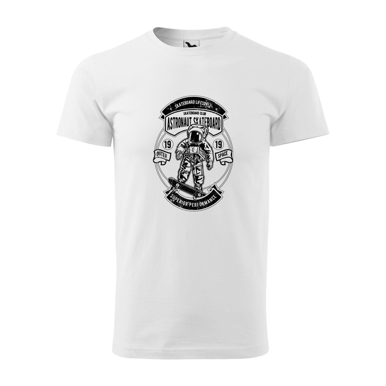Tricou alb barbati, idee de cadou, pentru pasionatii de skateboard, Astronaut Skateboard Outer Space, marime S