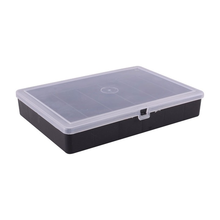 Cutie pentru depozitare PATROL, Plastic, Cu capac si catarama, Negru - Transparent, 35 x 200 x 145 mm