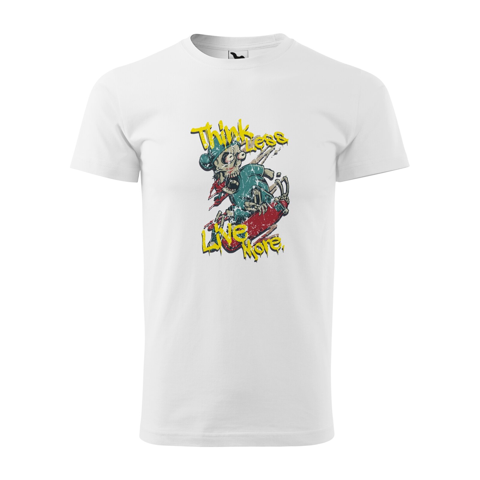 Tricou alb barbati, idee de cadou, pentru pasionatii de skateboard, Breaking Bones, marime M
