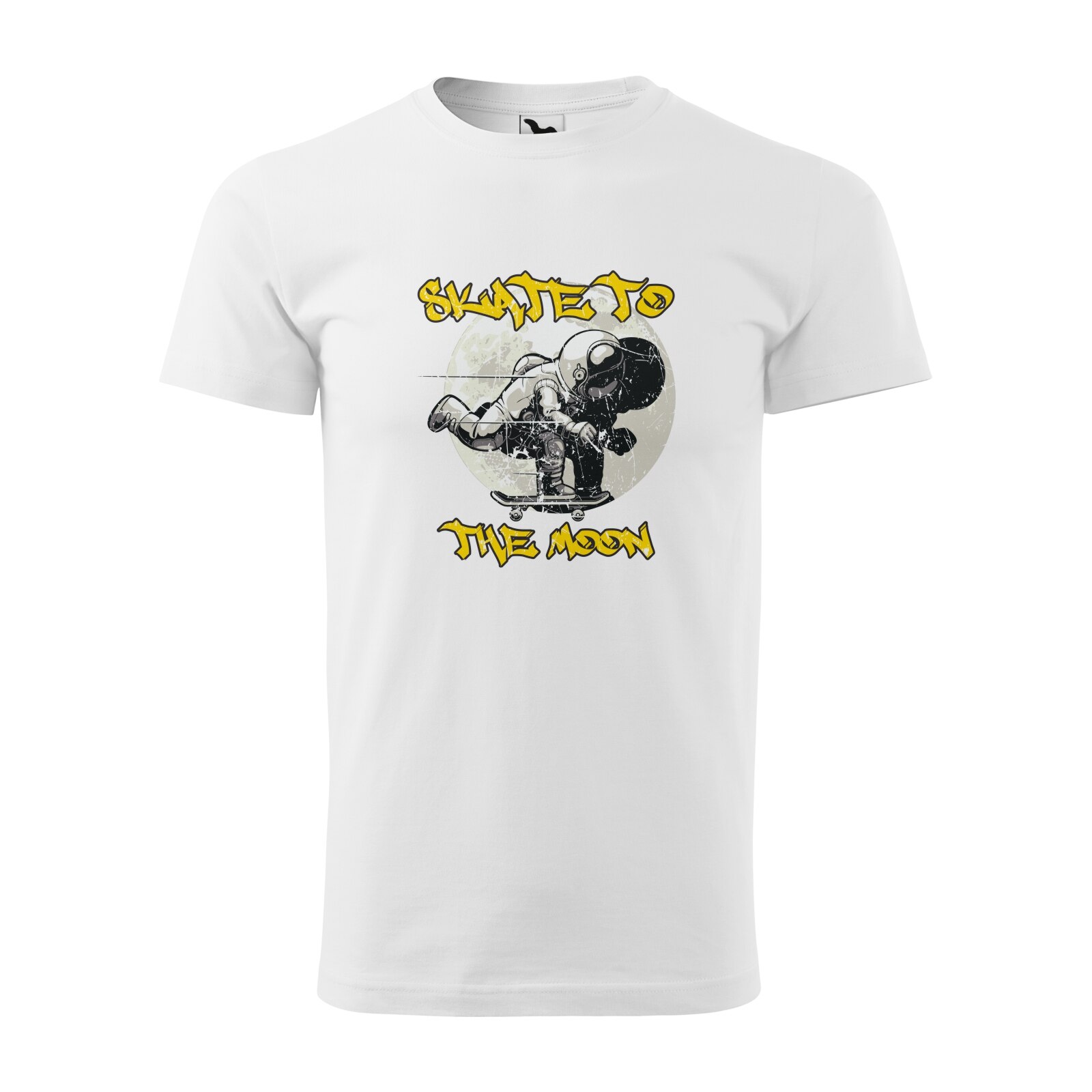 Tricou alb barbati, idee de cadou, pentru pasionatii de skateboard, Skate to the Moon, marime L