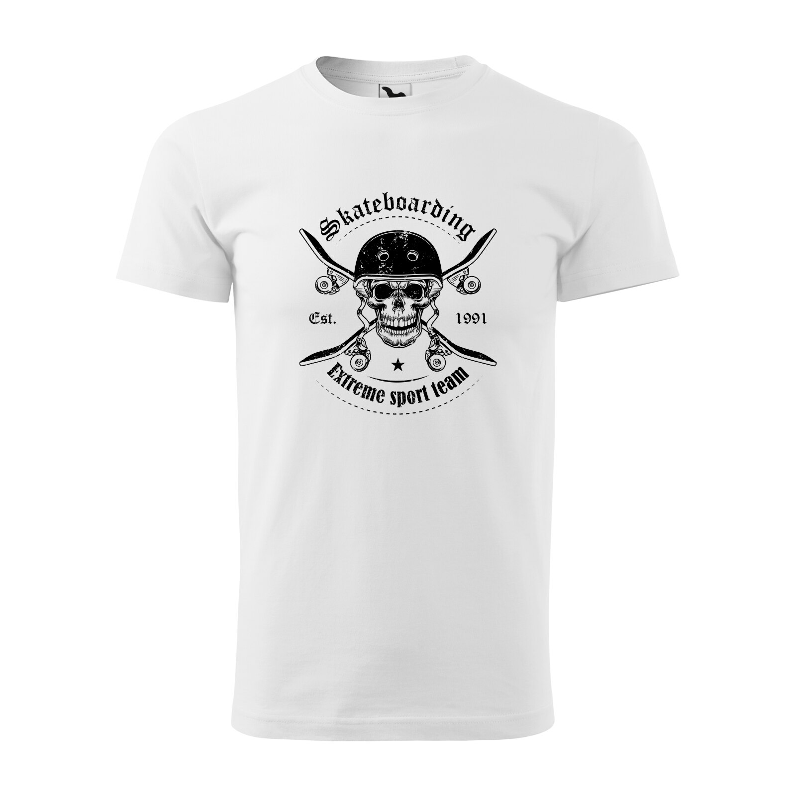 Tricou alb barbati, idee de cadou, pentru pasionatii de skateboard, Skateboarding Extreme Sport Team, marime XL