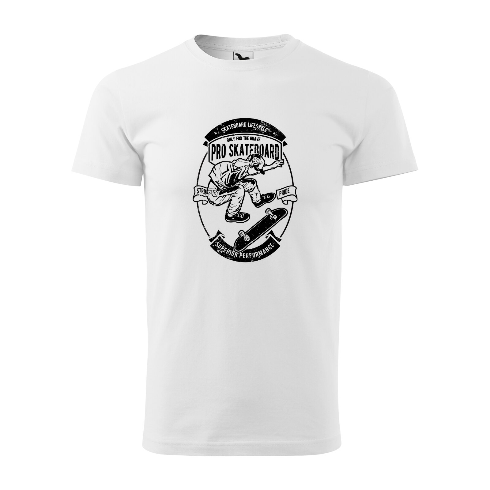 Tricou alb barbati, idee de cadou, pentru pasionatii de skateboard, Only for The Braves, marime L