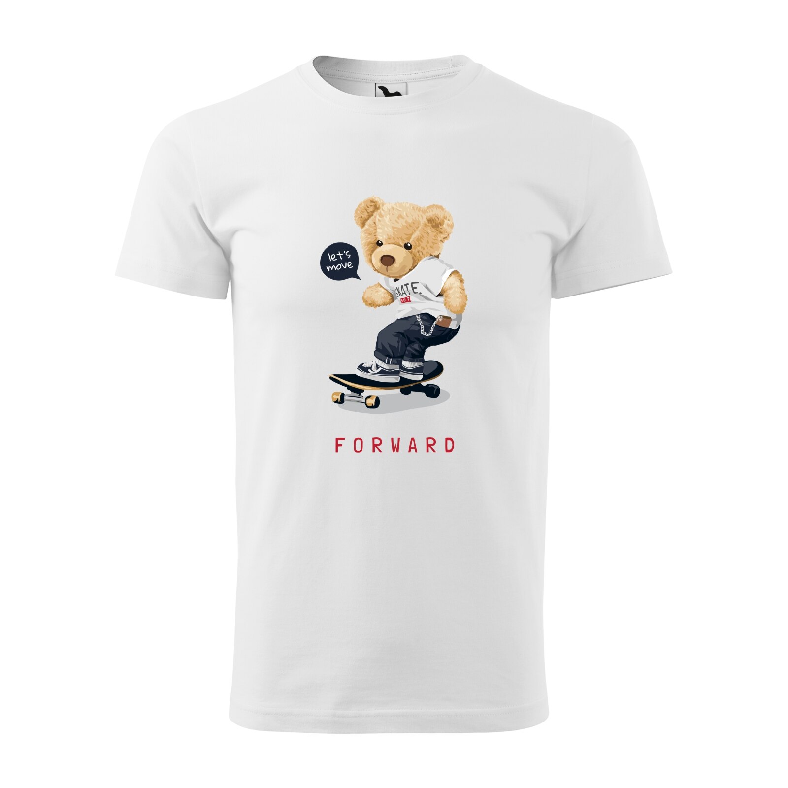 Tricou alb barbati, idee de cadou, pentru pasionatii de skateboard, Lets Move Forward, marime S