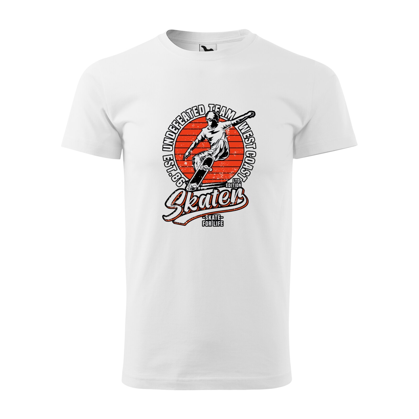 Tricou alb barbati, idee de cadou, pentru pasionatii de skateboard, Undefeated Team West Coast, marime M